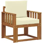vidaXL Outdoor-Sofa Massives Akazienholz und Polyester Natur