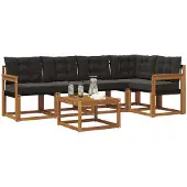 vidaXL Outdoor-Sofagarnitur 6 stk. Natürlich und Schwarz