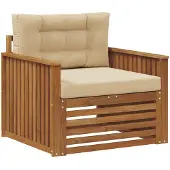 vidaXL Outdoor-Sofa Massives Akazienholz und Polyester Natur und Beige
