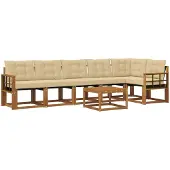 vidaXL Outdoor-Sofagarnitur 7 stk. Natur und Beige