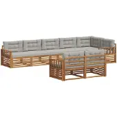 vidaXL Outdoor-Sofagarnitur 8 stk. Natürlich und Hellgrau