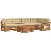 vidaXL Outdoor-Sofagarnitur 6 stk. Natur und Beige
