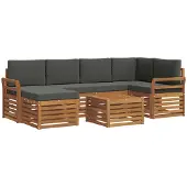 Syfax Ecksofa Set 7 pcs Natur und Anthrazit Massivholz Akazie