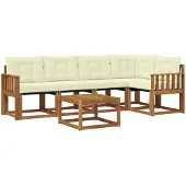 vidaXL Outdoor-Sofagarnitur 6 stk. Natur und Creme