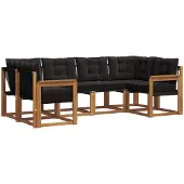 vidaXL Outdoor-Sofagarnitur 6 stk. Natürlich und Schwarz