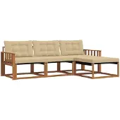 vidaXL Outdoor-Sofagarnitur 4 Stk. Natur und Beige