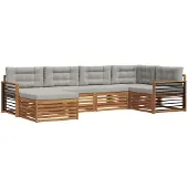 vidaXL Outdoor-Sofagarnitur mit Kissen 6 pcs Natürlich und Hellgrau