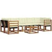 vidaXL Outdoor-Sofagarnitur 8 stk. Natur und Creme