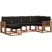 vidaXL Outdoor-Sofagarnitur 6 stk. Natürlich und Schwarz