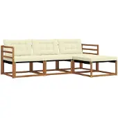 vidaXL Outdoor-Sofagarnitur 4 stk. Natur und Creme