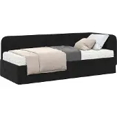 Syfax Eckbettgestell Schwarz 80 x 200 cm Samt