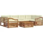 vidaXL Outdoor-Sofagarnitur 7 Stk. Natur und Creme