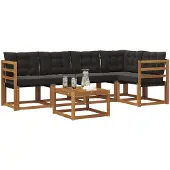 vidaXL Outdoor-Sofagarnitur 6 stk. Natürlich und Schwarz