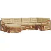vidaXL Outdoor-Sofagarnitur mit Kissen 6 pcs Natur und Beige
