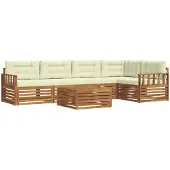 vidaXL Outdoor-Sofagarnitur 6 stk. Natur und Creme