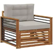 vidaXL Outdoor-Sofa Massives Akazienholz und Polyester