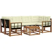 vidaXL Outdoor-Sofagarnitur 7 stk. Natur und Creme