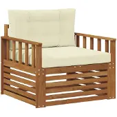 vidaXL Outdoor-Sofa Massives Akazienholz und Polyester Natur und Creme