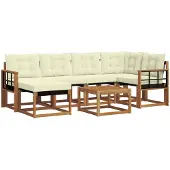 vidaXL Outdoor-Sofagarnitur 7 stk. Natur und Creme