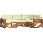vidaXL Outdoor-Sofagarnitur 4 stk. Natur und Creme