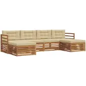 vidaXL Outdoor-Sofagarnitur 6 Stk. Natur und Beige Massivholz Akazie