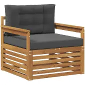 vidaXL Outdoor-Sofa Massives Akazienholz und Polyester