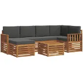 Syfax Ecksofa Set 7 pcs Natur und Anthrazit Massivholz Akazie