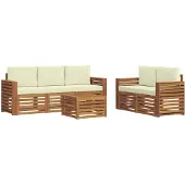 Syfax Sofagarnituren 6 pcs Natur und Creme Massivholz Akazie