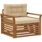 vidaXL Outdoor-Sofa Massives Akazienholz und Polyester Natur und Beige