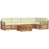 vidaXL Outdoor-Sofagarnitur 6 Stk. Natur und Creme