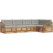 vidaXL Outdoor-Sofagarnitur mit Kissen 5 pcs Natürlich und Hellgrau