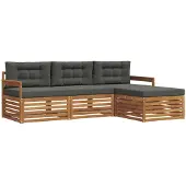 vidaXL Outdoor-Sofagarnitur Natur und Anthrazit 249,5 x 162,5 x 73 cm