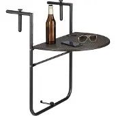 Relaxdays Balkonhängetisch BASTIAN klappbar, 3-fach höhenverstellbarer Klapptisch, Tischplatte B x T: 60 x 40 cm, braun