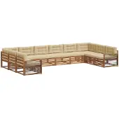 vidaXL Sofagarnituren 10 stk. Natur und Beige Massivholz Akazie