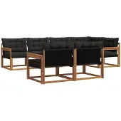 vidaXL Outdoor-Sofagarnitur 7 Stk. Natürlich und Schwarz