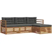vidaXL Outdoor-Sofagarnitur 4 stk. Natur und Anthrazit