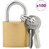 vidaXL U Schloss mit Schlüsseln 100 pcs Messing Eisen