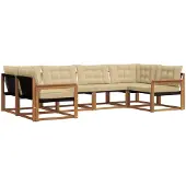 vidaXL Outdoor-Sofagarnitur mit Kissen 6 pcs Natur und Beige