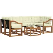 vidaXL Outdoor-Sofagarnitur 7 stk. Natur und Creme