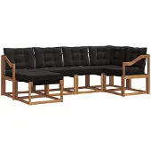 vidaXL Outdoor-Sofagarnitur 6 stk. Natürlich und Schwarz
