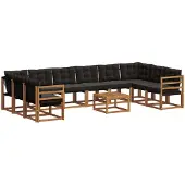 vidaXL Outdoor-Sofagarnitur 11 stk. Natürlich und Schwarz