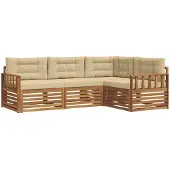 vidaXL Outdoor-Sofagarnitur mit Kissen 4 pcs Natur und Beige