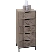 MCW Kommode MCW-N90, Schrank Highboard, 3D-Design 5 Schubladen Holz Metall 84x35x29cm grau-braun