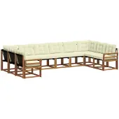 vidaXL Outdoor-Sofagarnitur 10 stk. Natur und Creme