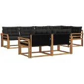 vidaXL Outdoor-Sofagarnitur 7 Stk. Natürlich und Schwarz