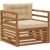 vidaXL Outdoor-Sofa Massives Akazienholz und Polyester Natur und Beige