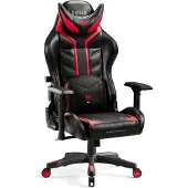 Diablo X-Ray Gaming Stuhl Bürostuhl Kinderstuhl Schreibtischstuhl 2D Armlehnen Ergonomisch Kunstleder Wippfunktion Farbe: Schwarz-rot, Größe King