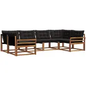 vidaXL Outdoor-Sofagarnitur 6 Stk. Natürlich und Schwarz