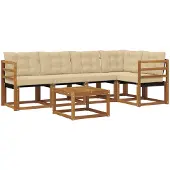 vidaXL Outdoor-Sofagarnitur 6 Stk. Natur und Beige