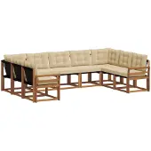 vidaXL Outdoor-Sofagarnitur 9 stk. Natur und Beige